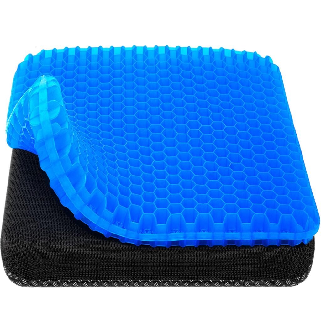 Blue honeycomb gel wheelchair cushion for pressure relief and cooling