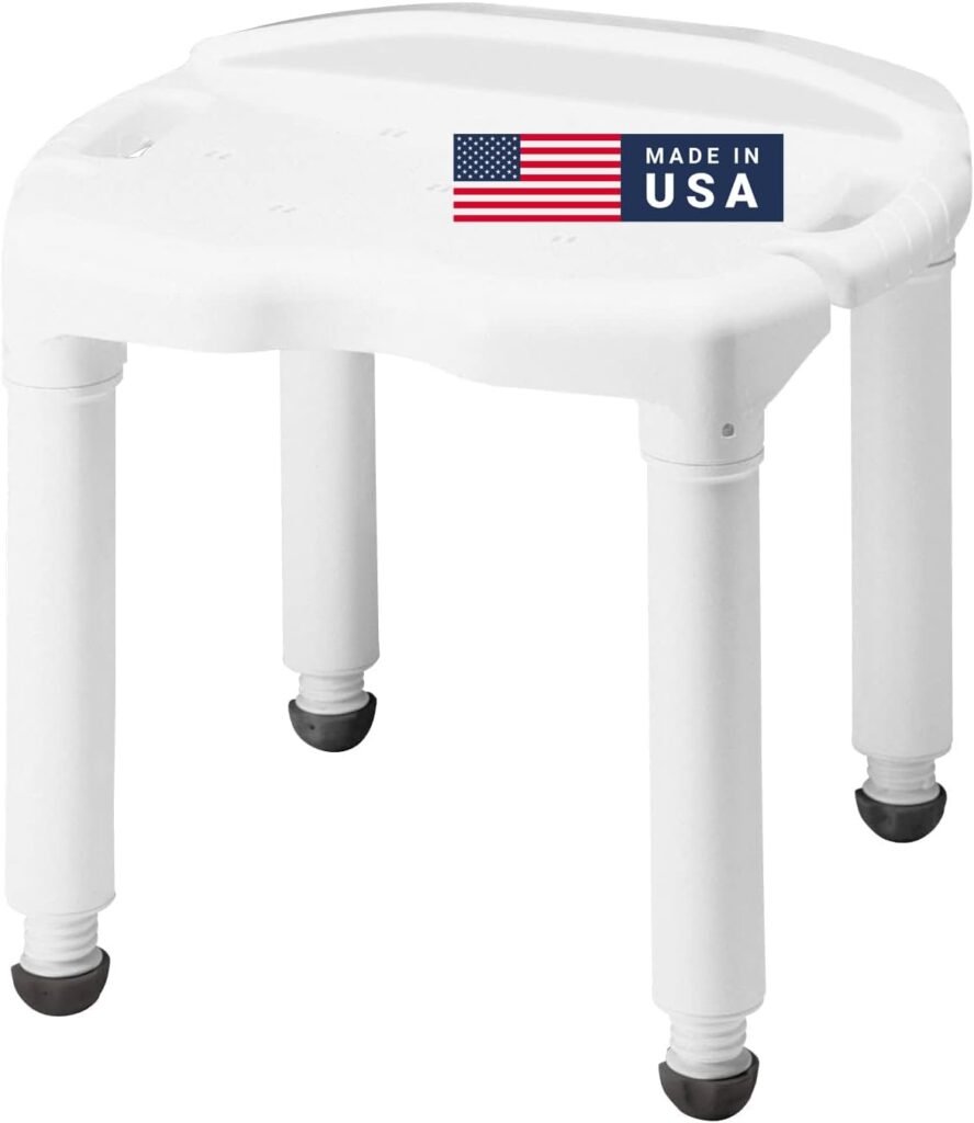 Carex Universal Bath Seat (No Back) — drainage seat, slip-resistant feet (400-lb capacity) Carex universal bath seat without back, drainage seat and slip-resistant feet