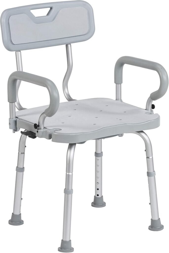Drive Medical PreserveTech Swivel Shower Chair Drive Medical PreserveTech 360-degree swivel shower chair for elderly with arms and back