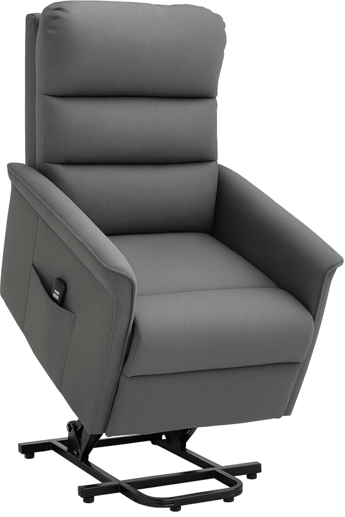 HOMCOM power lift recliner chair for elderly in gray fabric with remote and side pocket, compact 2-position lift chair for seniors