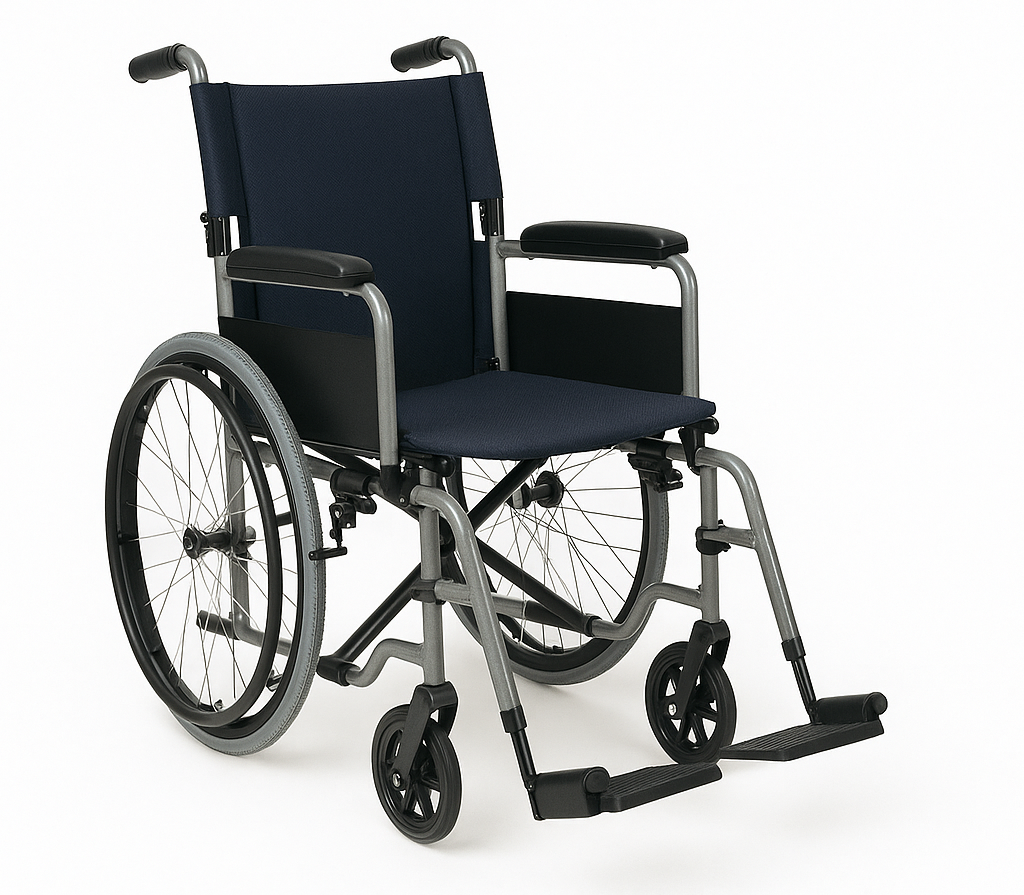 Best lightweight wheelchairs for seniors β ultralight folding wheelchair with aluminum frame, navy seat, and compact foldable design for easy transport.