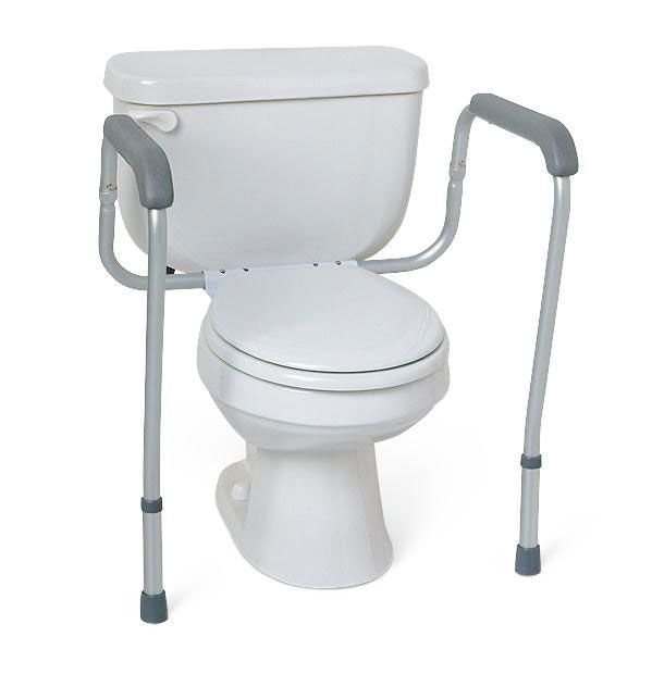 Medline toilet safety rail for seniors adjustable bathroom support frame Medline toilet safety rail for seniors with adjustable height and width for bathroom support