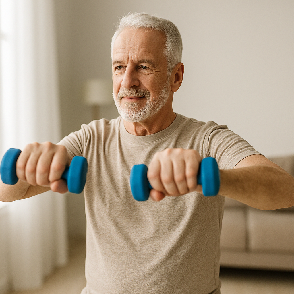 senior doing resistance exercises to improve bone density after 60