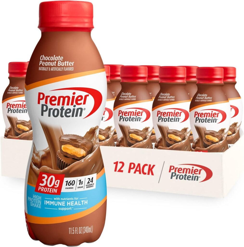 best ready to drink protein shake for seniors – Premier Protein Shake chocolate peanut butter flavor with 30 grams of protein and 24 vitamins for energy and recovery