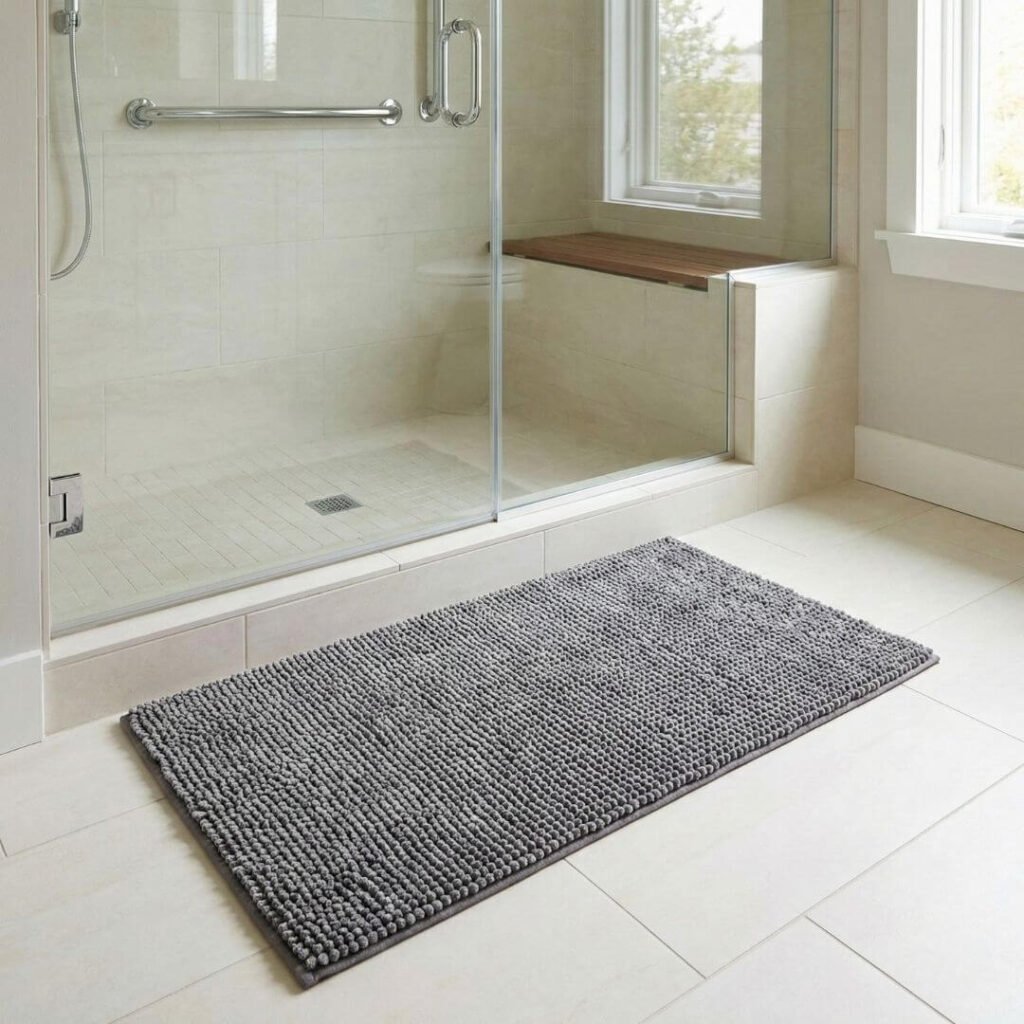 Non slip bathroom rug for elderly fall prevention