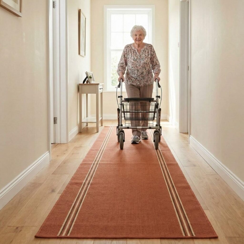 Non slip runner rug for elderly hallway safety 