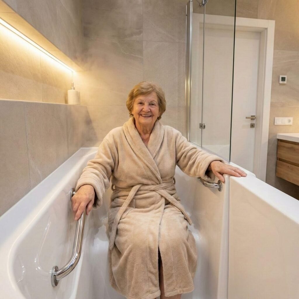 Built-In Seating for Safe Bathing