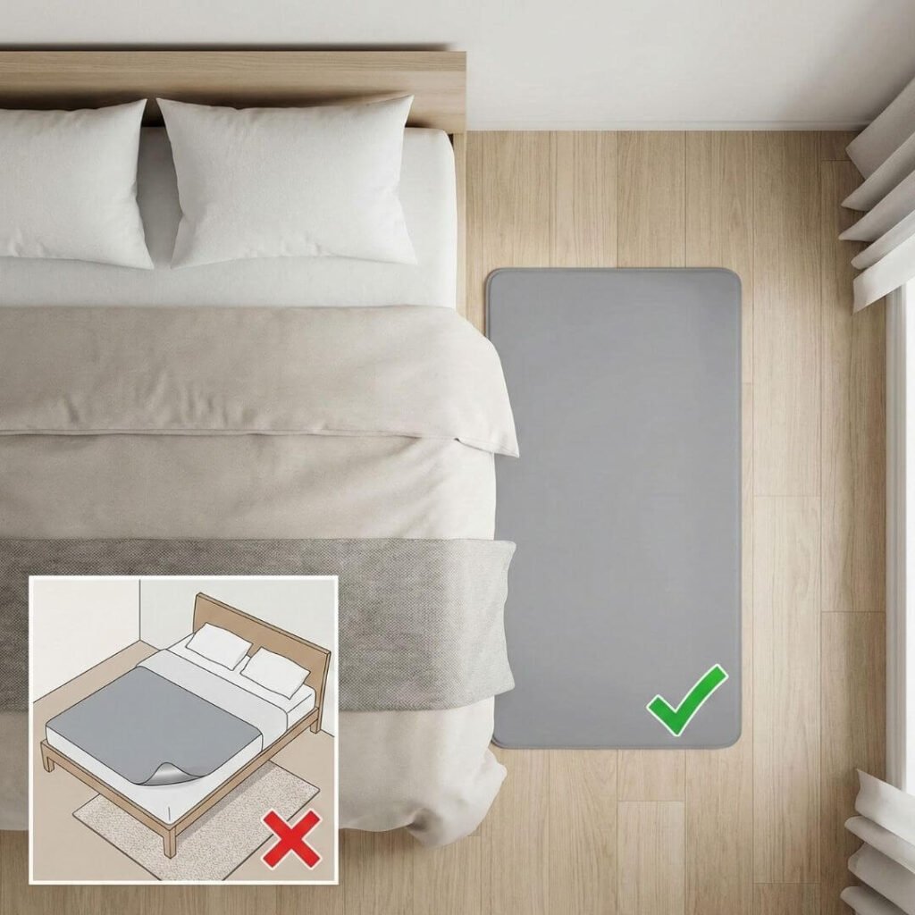 Educational overview of fall mats for elderly showing beveled edge, non-slip backing, and cushioning
