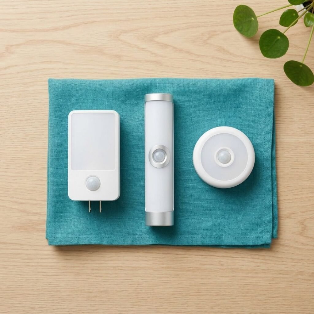 Comparison of plug-in rechargeable and battery-operated motion sensor night lights for seniors 