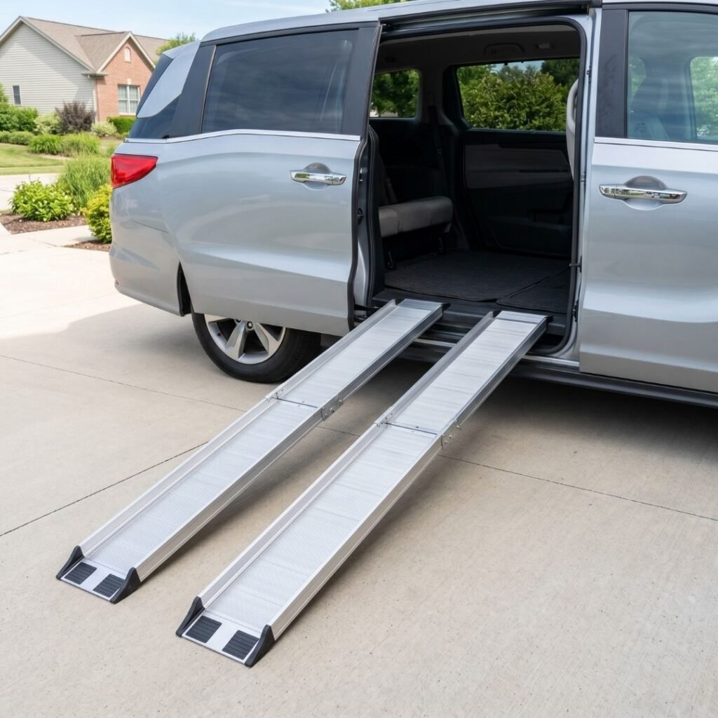 Telescoping Ramp Setup for Cars and SUVs